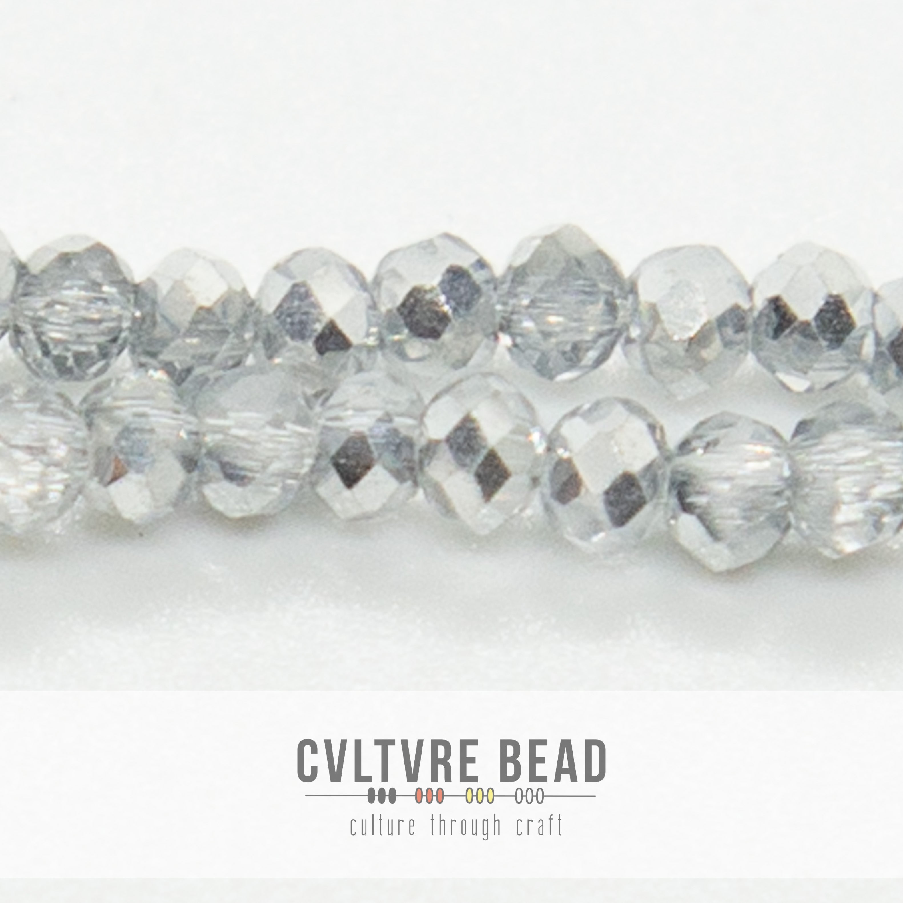 Crystal Lane Rondelle - 1.5x2.5mm -  Trans. Half Silver Iris